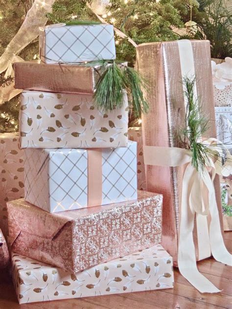 rose gold christmas gift wrap